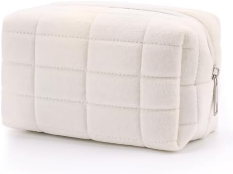 Women's Cosmetic Bag Small Travel Cosmetic Bag Purse Portable Cosmetic Storage Bag Zipper Stationery Bag Pen Bag Women Girls Travel Accessories, White, Fashion