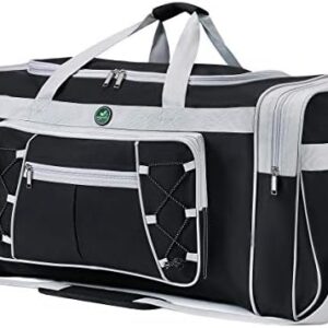 Travel Bag for Women & Men, Foldable Weekender Travel Bag, 65 cm, Lightweight Oxford Cloth, Extra Large Sports Luggage, Huge Water and Tear Resistance, black/white