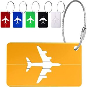 Suitcase Tag with Address Tag, Suitcase Tag, Pack of 6, Luggage Tag, Suitcase Tag Made of Aluminium Alloy with Stainless Steel Cord and Name Tag, for Luggage, Suitcase, Bag, Handbag