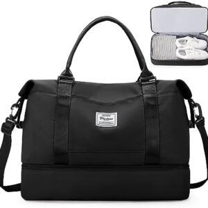 Travel Bag Women's Hand Luggage Bag Sports Bag Weekender Bag Swimming Bag Waterproof Travel Bag Duffle Bag Fitness Bag Training Bag Hospital Bag with Shoe Compartment, A1 black, travel bag