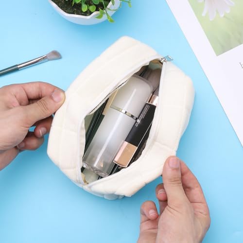 Women's Cosmetic Bag Small Travel Cosmetic Bag Purse Portable Cosmetic Storage Bag Zipper Stationery Bag Pen Bag Women Girls Travel Accessories, White, Fashion - Image 6