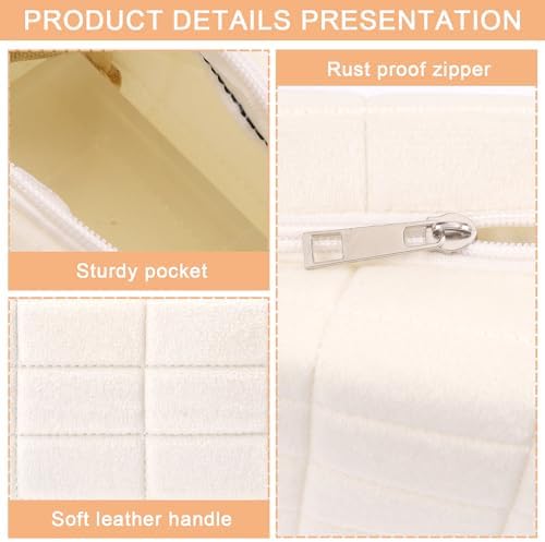 Women's Cosmetic Bag Small Travel Cosmetic Bag Purse Portable Cosmetic Storage Bag Zipper Stationery Bag Pen Bag Women Girls Travel Accessories, White, Fashion - Image 4