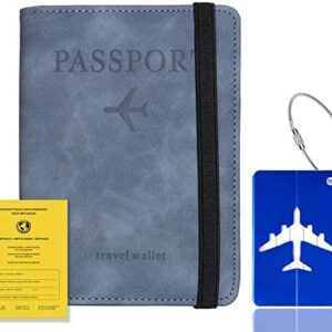 Xiuwoug Vaccination Passport Cover, Passport Cover, Faux Leather Passport Cover with RFID Blocker - for Women’s / Men Passport Credit Cards, ID and Travel Documents, 10.5 x 14.5 cm.