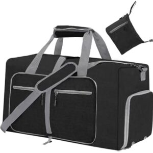 Men's Travel Bag, Foldable Travel Bag with Shoe Compartment, Black, A Black, travel bag