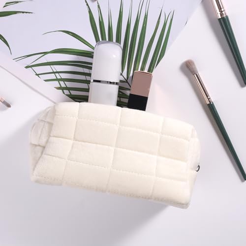 Women's Cosmetic Bag Small Travel Cosmetic Bag Purse Portable Cosmetic Storage Bag Zipper Stationery Bag Pen Bag Women Girls Travel Accessories, White, Fashion - Image 2