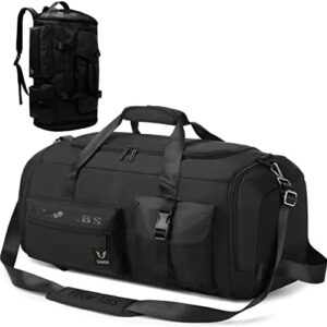 Suweir Travel Bag Large Women's Men's 65L Sports Bag with Shoe Compartment and Wet/Dry Compartment Large Capacity Travel Bag Swimming Bag Overnight Bag for Travel, Sports, Fitness, Black, sports