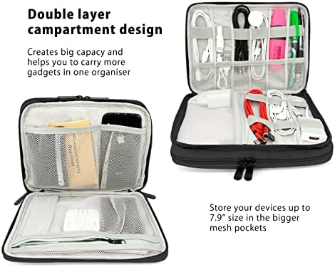 MyGadget Universal Cable Organiser Bag for Electronics Accessories Travel Cable Bag Storage for Charging Cable Power Bank Charger SD Card Pink, Black - Image 2